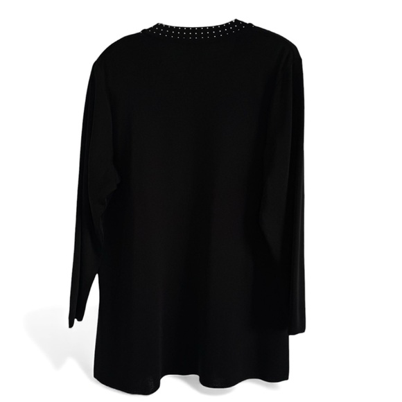 EXCLUSIVELY MISOOK BLACK JEWELED OPEN LONG SLEEVED KNIT JACKET CARDIGAN SZ M - Picture 3 of 3